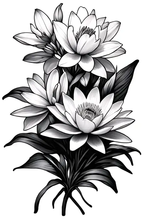 Water Lily And Daffodil Bouquet