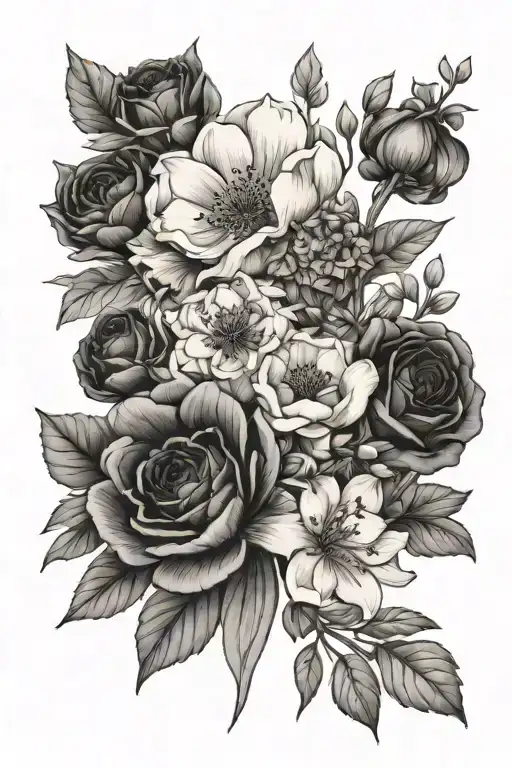 Birth Flower Bouquet Minimalist July October March May July