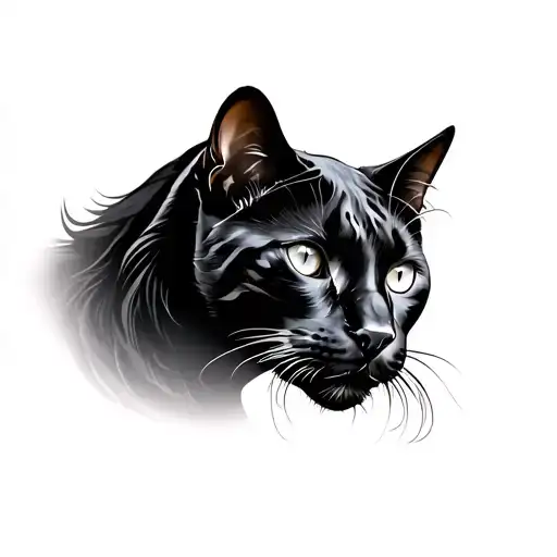 Panther And Black Longhair Cat Reflection