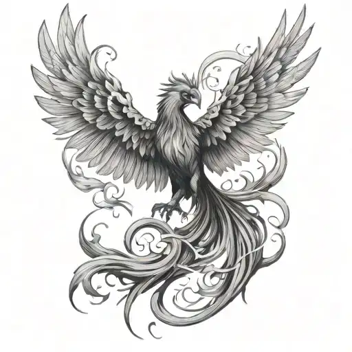 Phoenix Emerging From The Fire Of An Ancient Cemetery