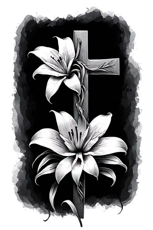 Christian Cross And Tokyo Ghoul Spider Lily Flower