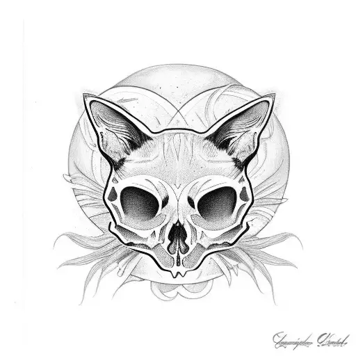 Cat Skull Witj Sunflowers