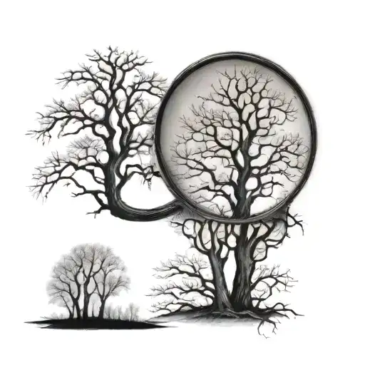 Black Trees Looking Through Lens