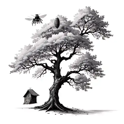 Tree With Beehive Attached