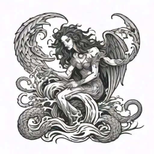 Evil Siren Luring Man To Watery Death