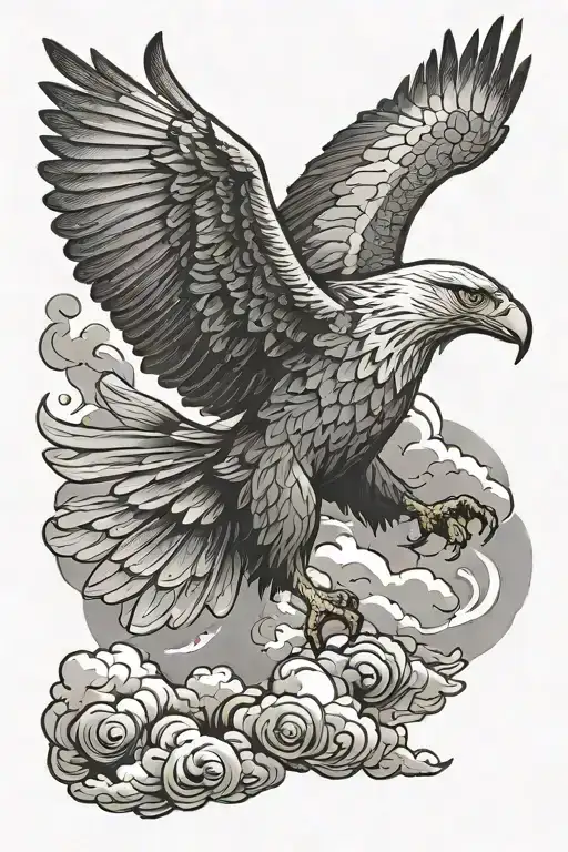 Eagle Flying With Cloud Forming