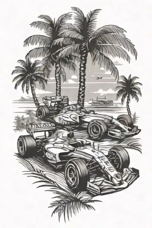F1 Car With Palm Tree