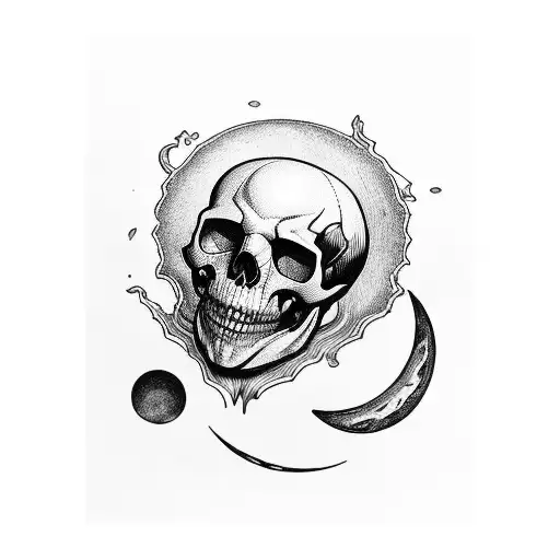 Crescent Moon Shaped Skull Face