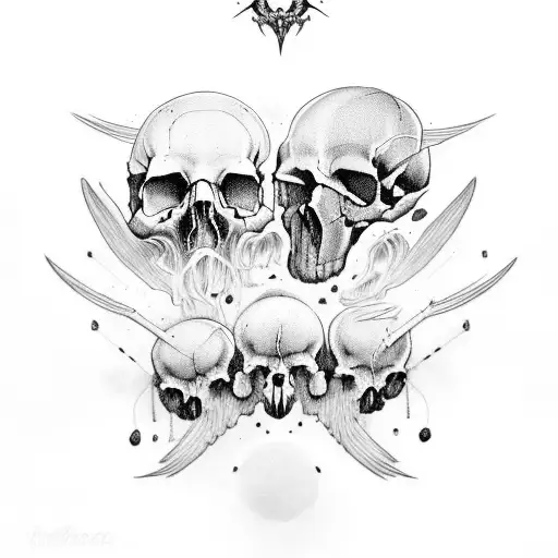Raven Skulls With Bodies