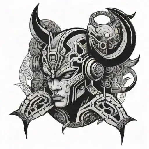 Traditional Thai Tattoo Cyberpunk