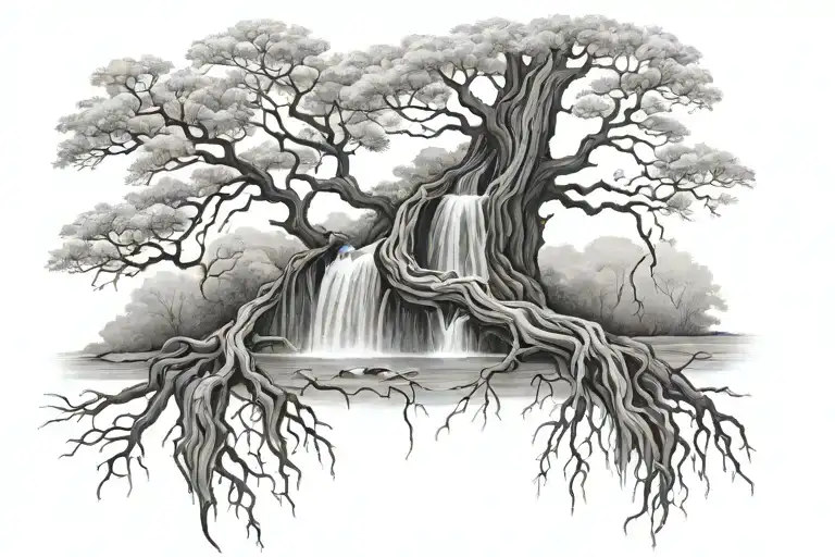 Tree With Water Fall