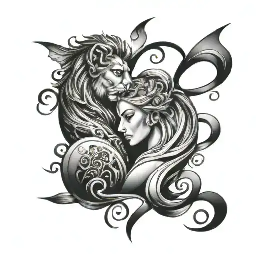 Female Leo And Male Virgo In Love Tattoo Design Inspired
