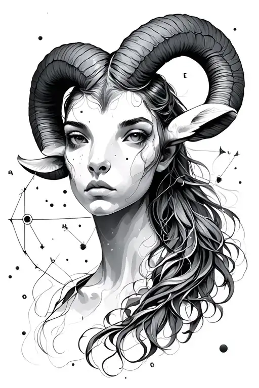 Aries Constellation Fine Line Drawing