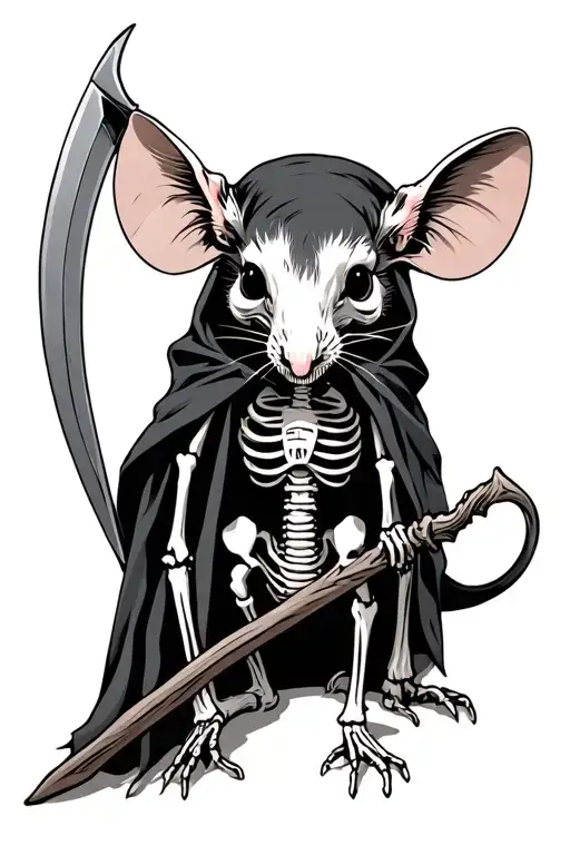 Rat Skeleton With Cloak An Scythe