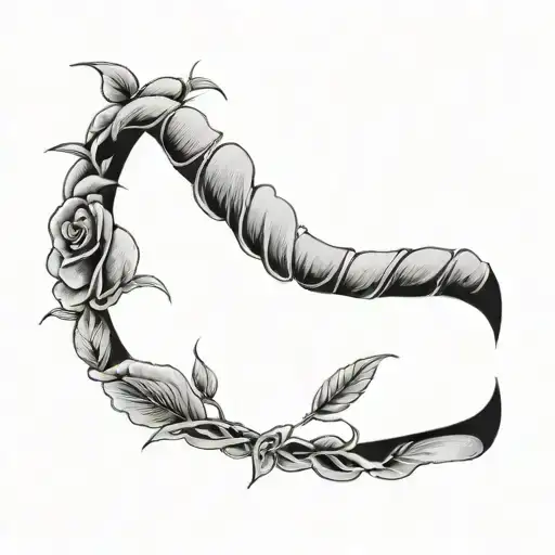 Rose With Leaves And Other Flowers Around And Arranged On The Ribs