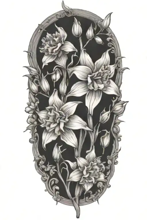 Larkspur And Narcissus Flowers