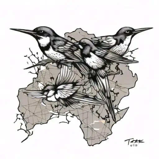 Swallows With An African Map Background Totto