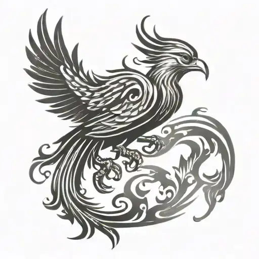 Simple Phoenix Chines Symbols For Prosperity And Rebirth