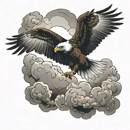 Eagle Flying With Cloud Forming