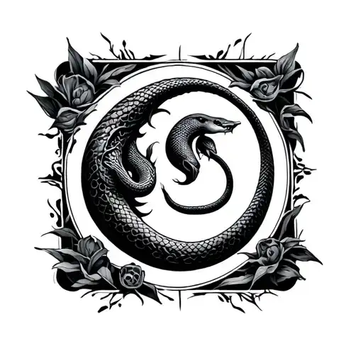 Moon And Snake Coiled