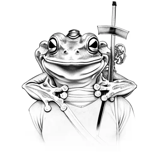 Frog Samurai With Helmet And Katana