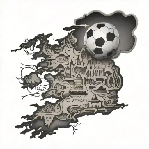A Detailed Map Of England With A Soccer Ball Integrated Into The Design