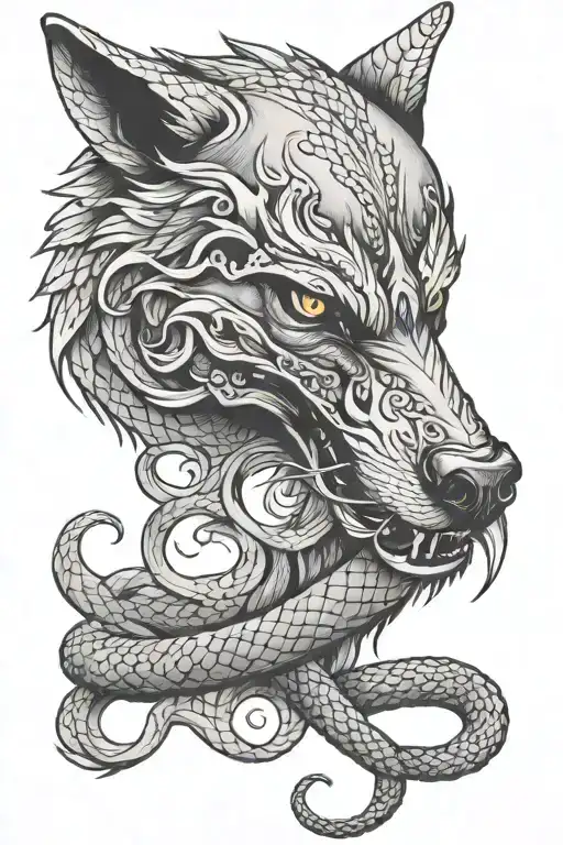 Wolf Eating A Snake Medieval Style