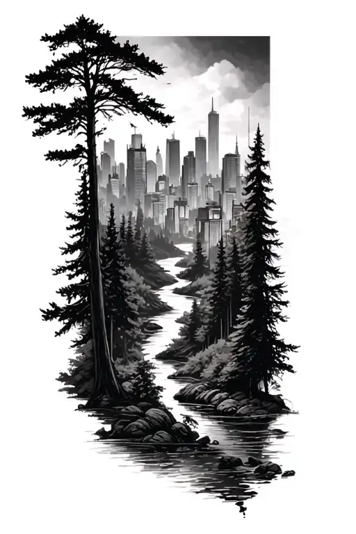 City And Forest Scene