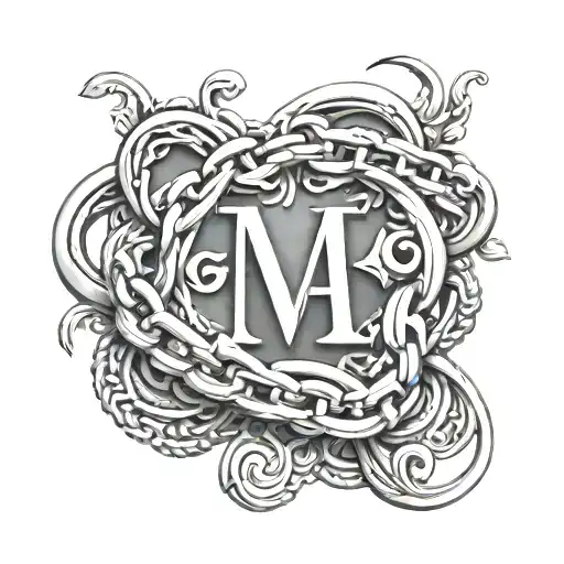 3D Chain With Initials N V A