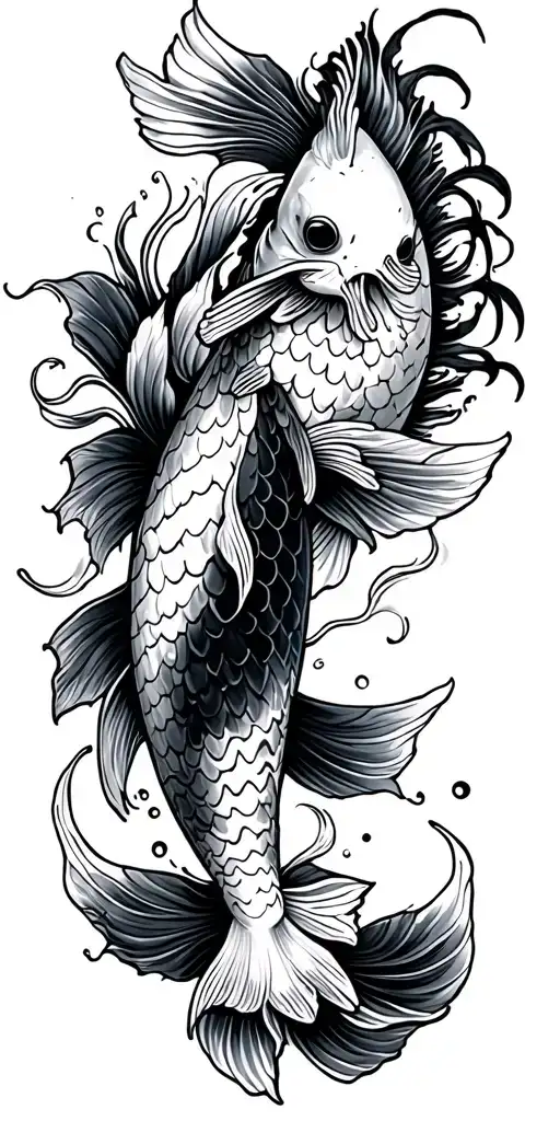 Koi Fish With Other Japanese Designs Inspired