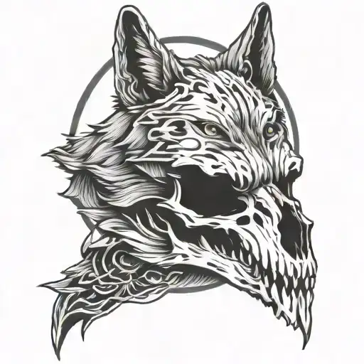 Wolf And Crow Skull
