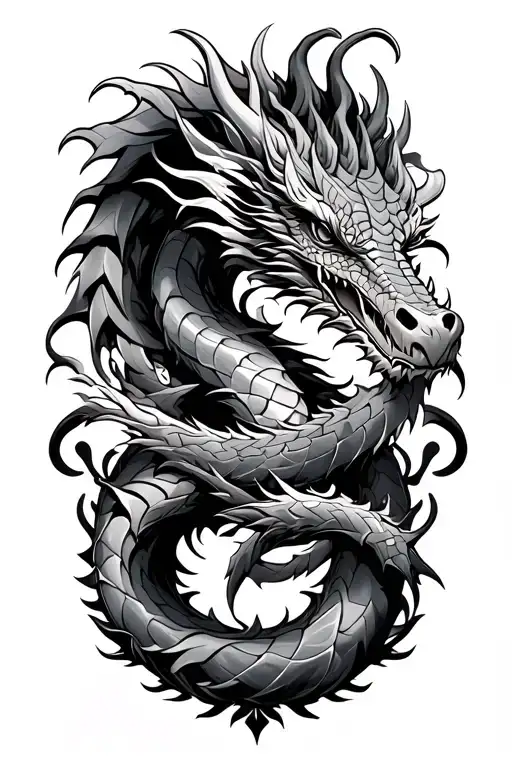 Long Dragon Wrapped Loosely With A Pattern Around It