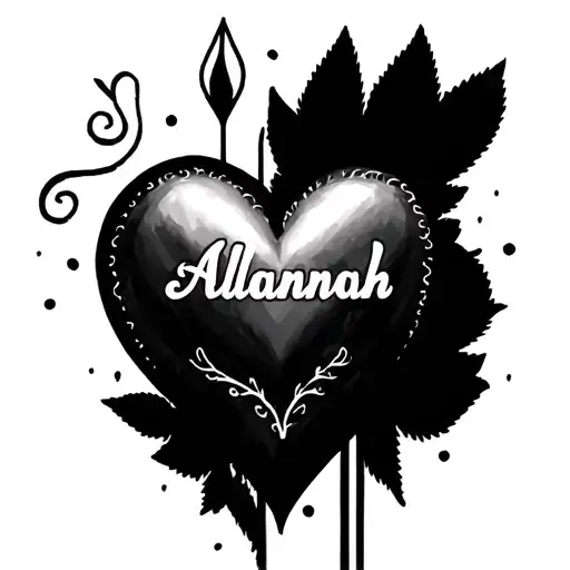 Bright Read Love Heart With 'Alannah' In The Centre