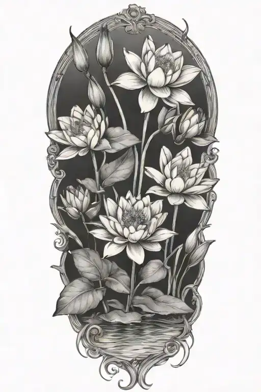 Water Lily And Narcissus Flowers