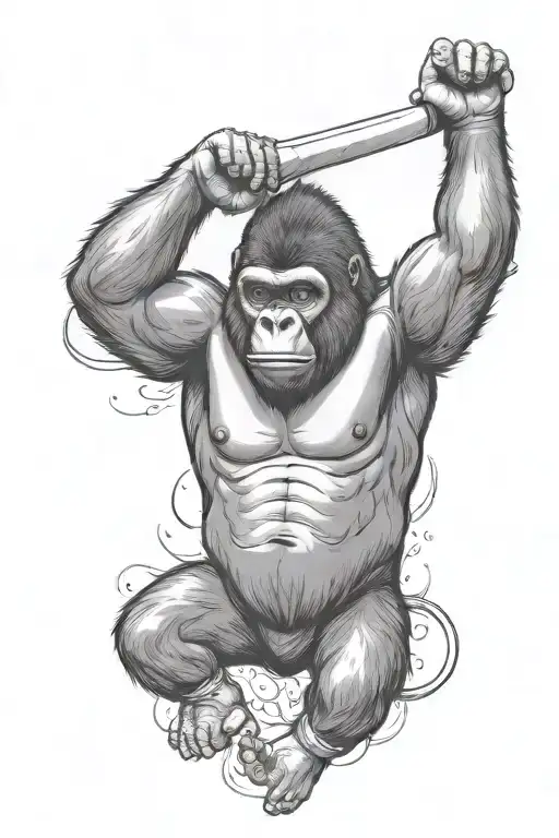 Gorilla Throwing A Spare Over His Head