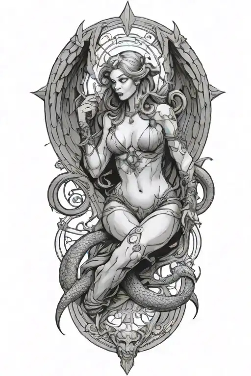 Diablo Iv Lilith Tattoo With Snakes