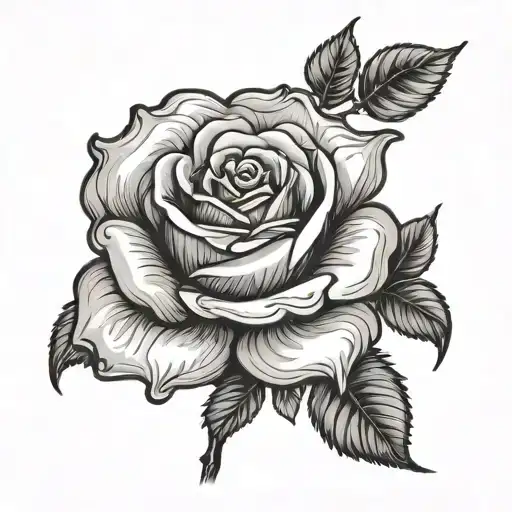 Rose With Stem Surrounded By Chinese Mythology