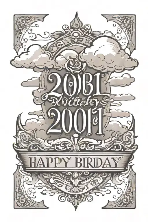 2001 With Clouds Surrounding Birthday Date
