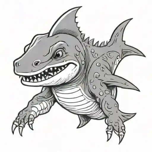 Little Dinosaur In A Shark Suit