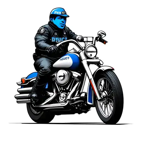 Bluey Riding A Police Road King Motorcycle