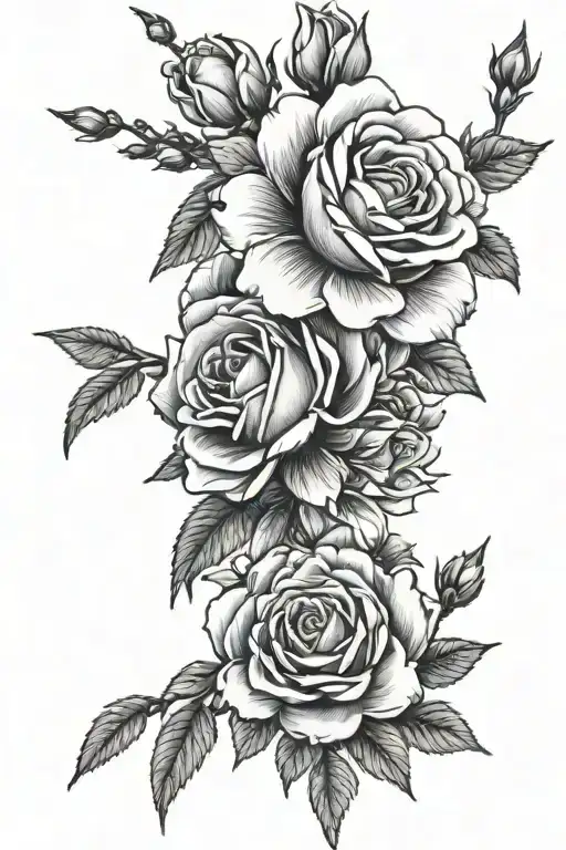 Roses Blooming Cherry Blossoms Black