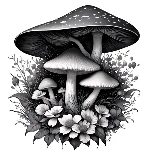 Fairy Witch Mushrooms Flowers Surrounding
