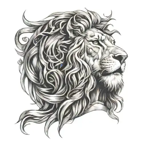 Jesus And Lion With Crosses Realistic