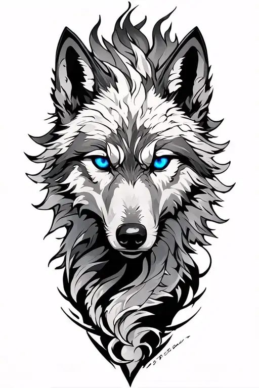 Wolf With Blue Eyes White Dragon