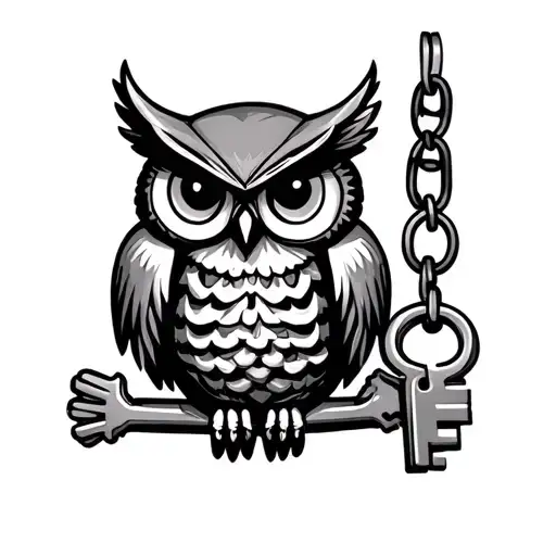 Owl Holding Key Chain With 2 Skeleton Keys