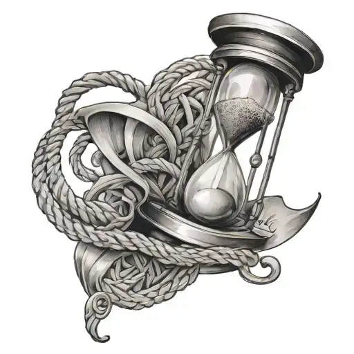 Hourglass Made Of Ropes With A Compass
