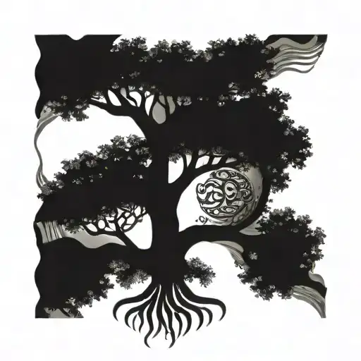 Yggdrisil Growing Inside The Celtic Tree Of Life