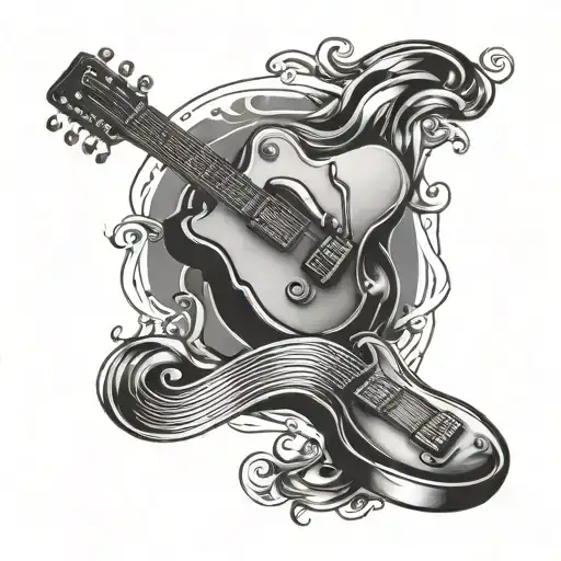 A Sleeve Tattoo Featuring A Guitar Playing A Car As If It Were A Musical Instrument