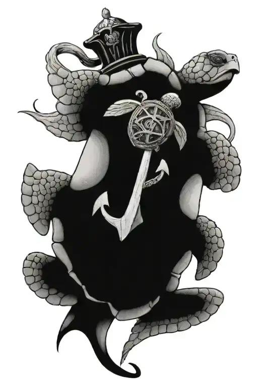 Ocean Turtle With An Anchor