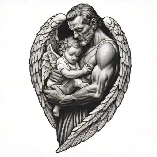Angel Baby Girl With Dad Memorial